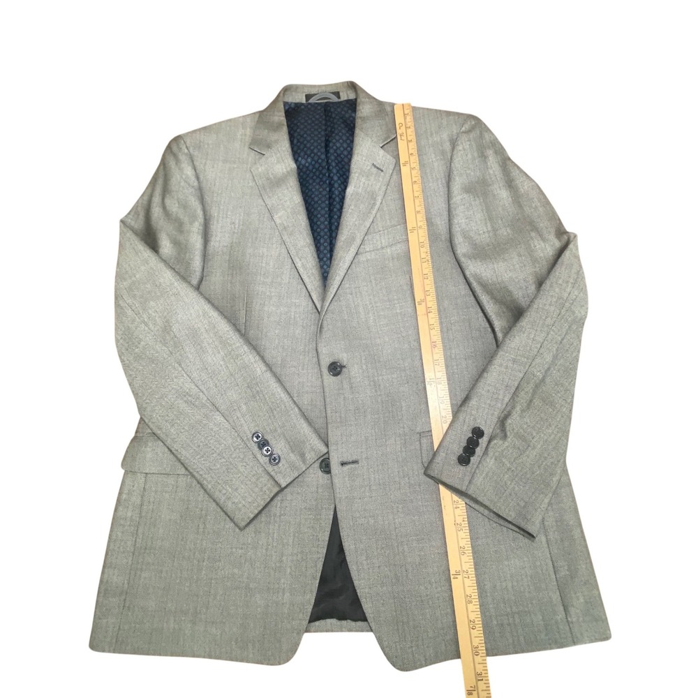 Michael Michael Kors Mens 42R Grey Herringbone Silk Wool Blazer Sport Coat